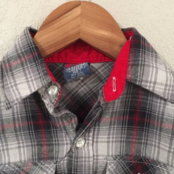 Quad Seven Boys 5‎ Plaid Woven Button Shirt Long Sleeve 100% Cotton - Picture 3 of 10